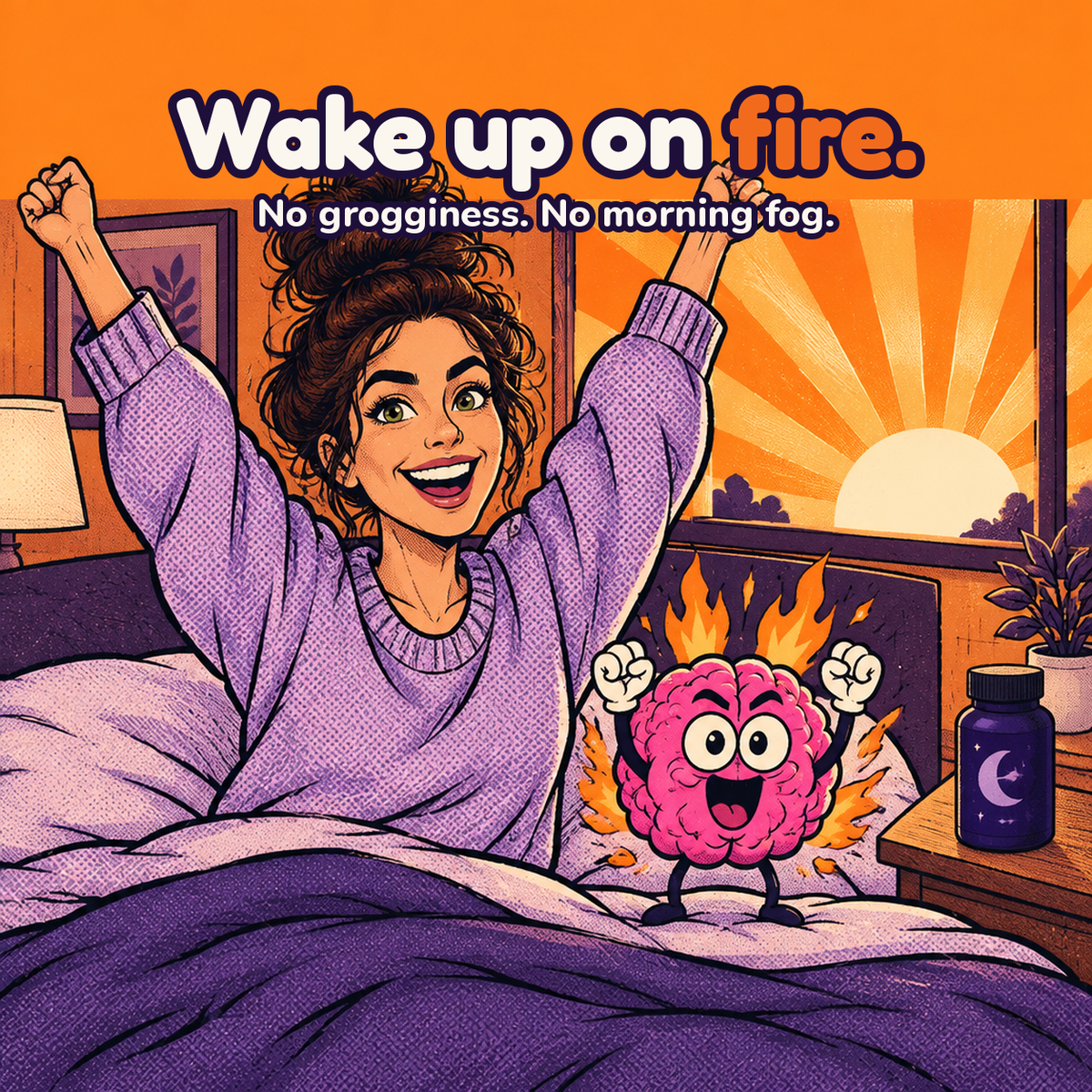 Wake up on fire. No grogginess, no morning fog.